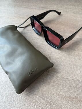 Loewe Black Sunglasses with Red Lenses